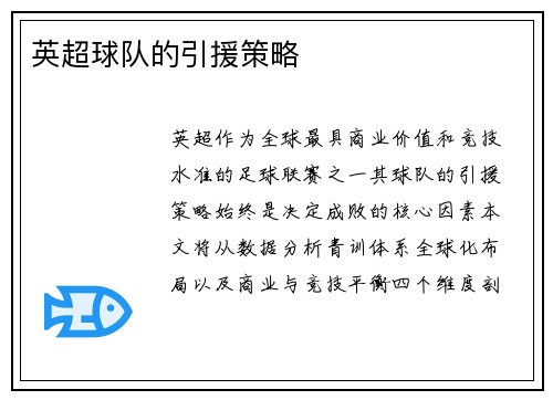 英超球队的引援策略
